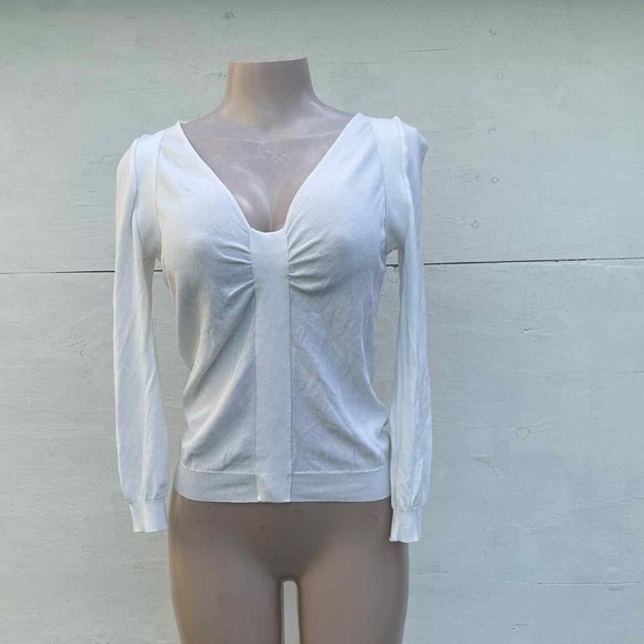 Valentino White V-Neck Blouse - Picture 1 of 11